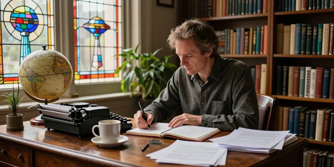 Explore T Allen Greenfield's insights on spirituality and UFOs at https://tallengreenfield.com in an inviting library setting.